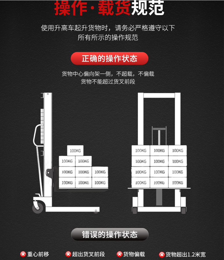 液壓堆高車使用錯誤示范圖--河北東圣吊索具制造有限公司--液壓堆高車|手動叉車|小型攪拌機|石材夾具 液壓堆高車使用錯誤示范圖--河北東圣吊索具制造有限公司--液壓堆高車|手動叉車|小型攪拌機|石材夾具